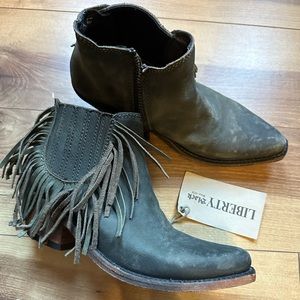 Liberty Black Fringe Booties